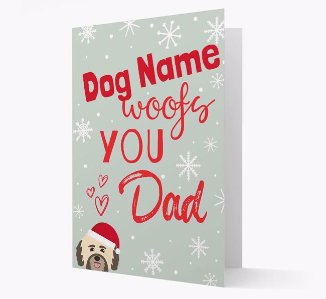 'I Woof You Dad' Card with your {breedFullName} Christmas Icon